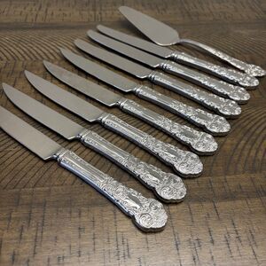 Lot 9 Reed & Barton Renaissance Dinner Steak Knives Pie Server Stainless Steel